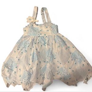 Haute Hippie Cream and Blue Floral Diaper Cover 2T